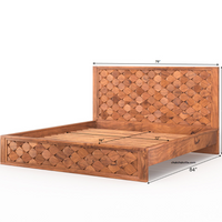 Modern Weave Pattern Solid Wood Bed
