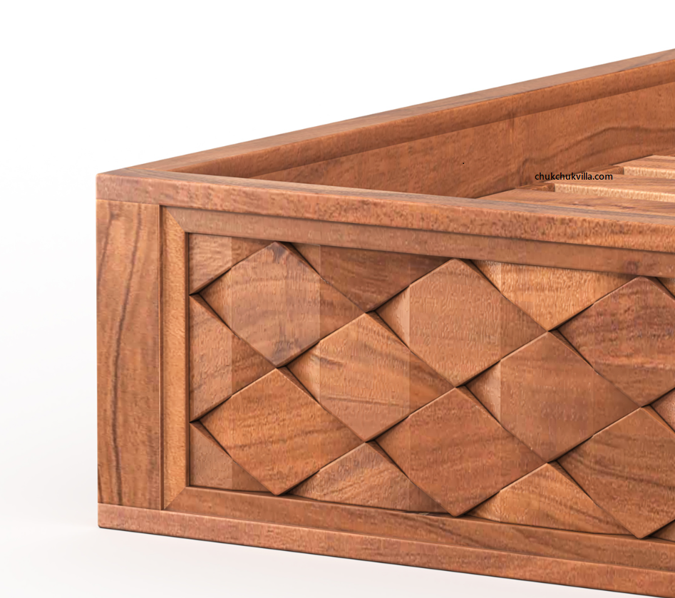 Modern Weave Pattern Solid Wood Bed
