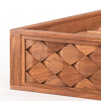 Modern Weave Pattern Solid Wood Bed