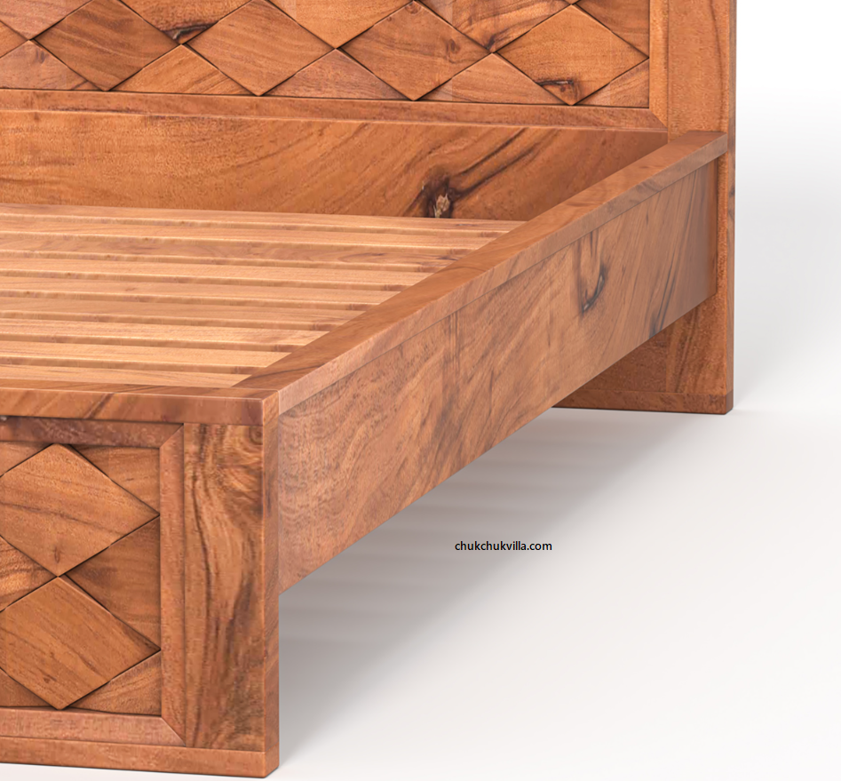 Modern Weave Pattern Solid Wood Bed