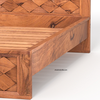Modern Weave Pattern Solid Wood Bed