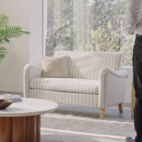 Arching 2 Seater Farmhouse Loveseat With Solid Wood Spindle Legs