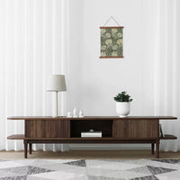 Mango Flute TV Cabinet with Flute Design Sliding Door -  Natural Finish