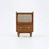 Rustic Charm Rattan Wooden Bedside Table - Acacia Wood