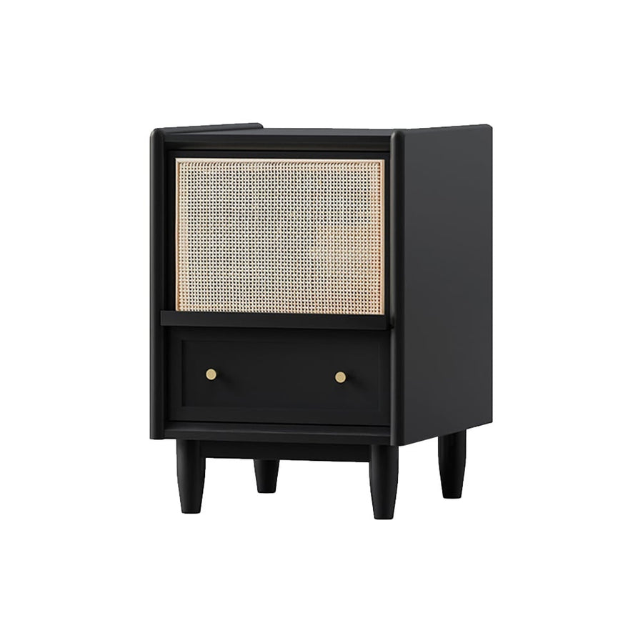 Rustic Charm Rattan Wooden Bedside Table - Acacia Wood