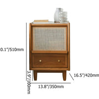 Rustic Charm Rattan Wooden Bedside Table - Acacia Wood