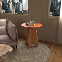 Irine Rattan Side Table in Solid Wood