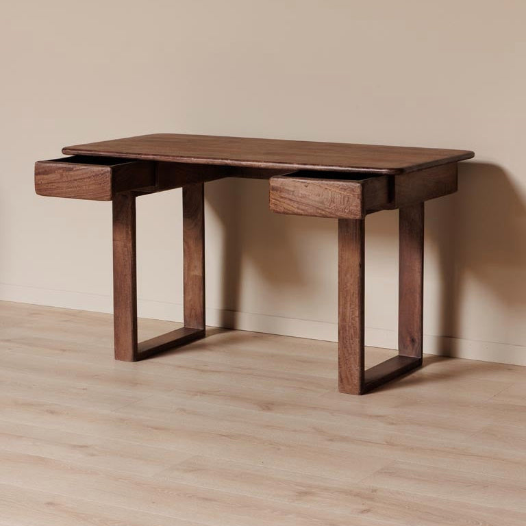 Sihora Study Desk in Mango Wood | Solid Wood | Walnut Finish | Drawer Storage | Rectangular Shape| Home & Office Use