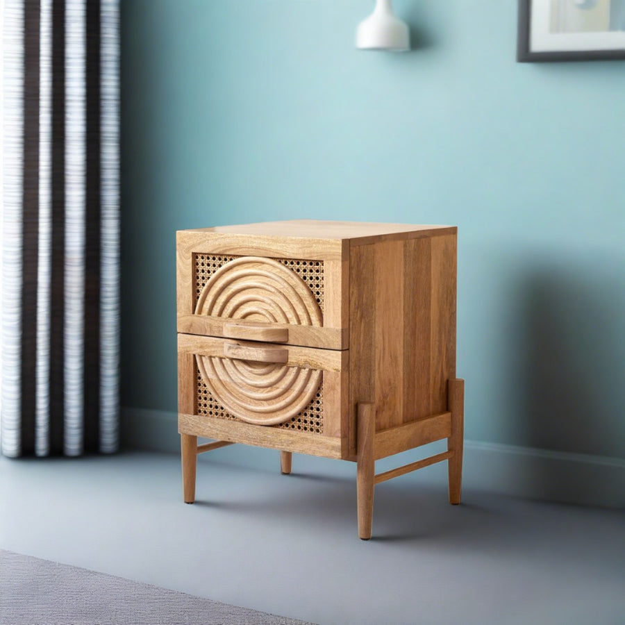 Sina Bedside Table in Solid Mango Wood