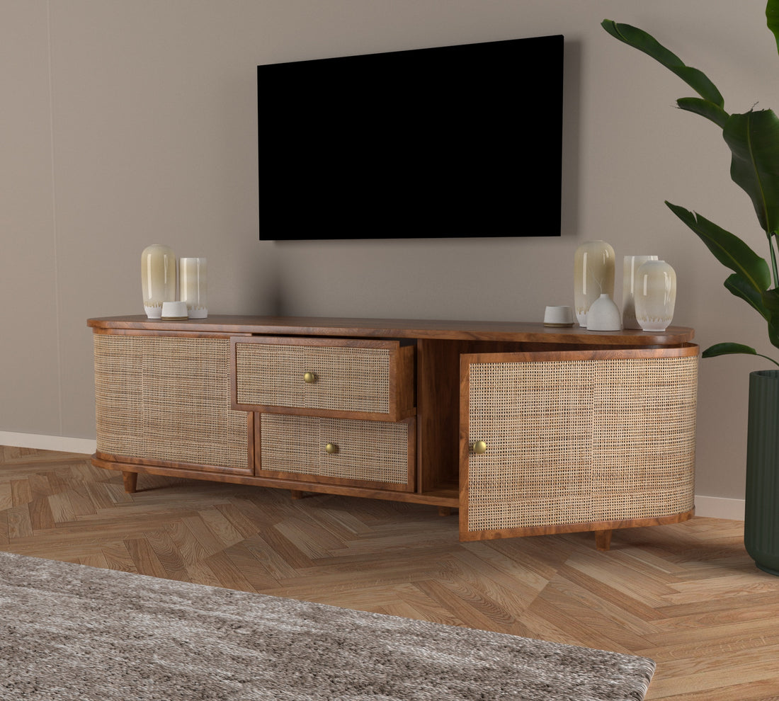 Curve Rattan TV Stand