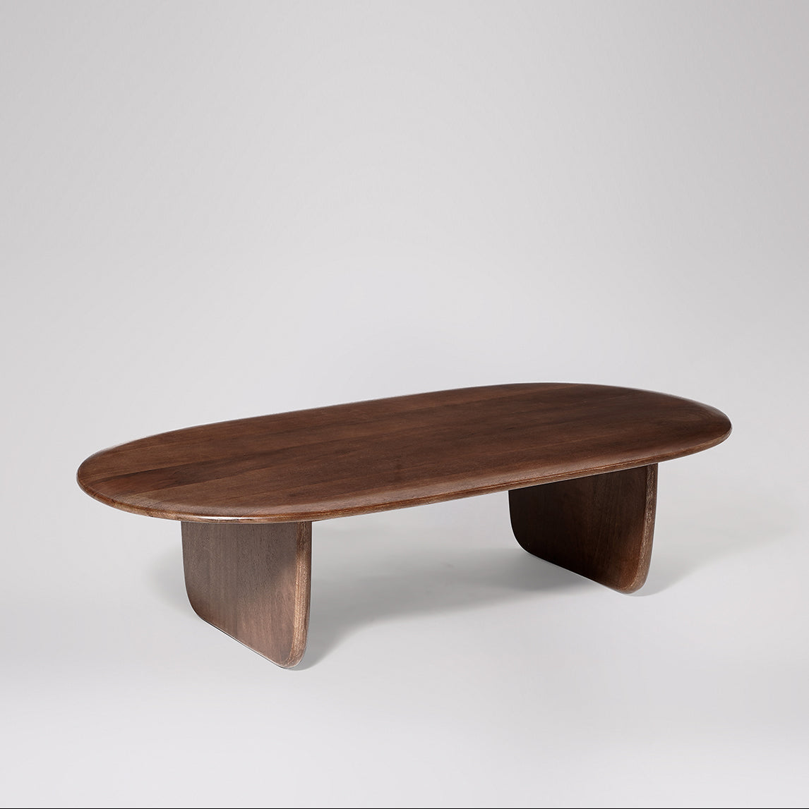 Stratton Mango Wood Coffee Table | Solid Wood |Curved Edge | Oval Design | Living Room Table