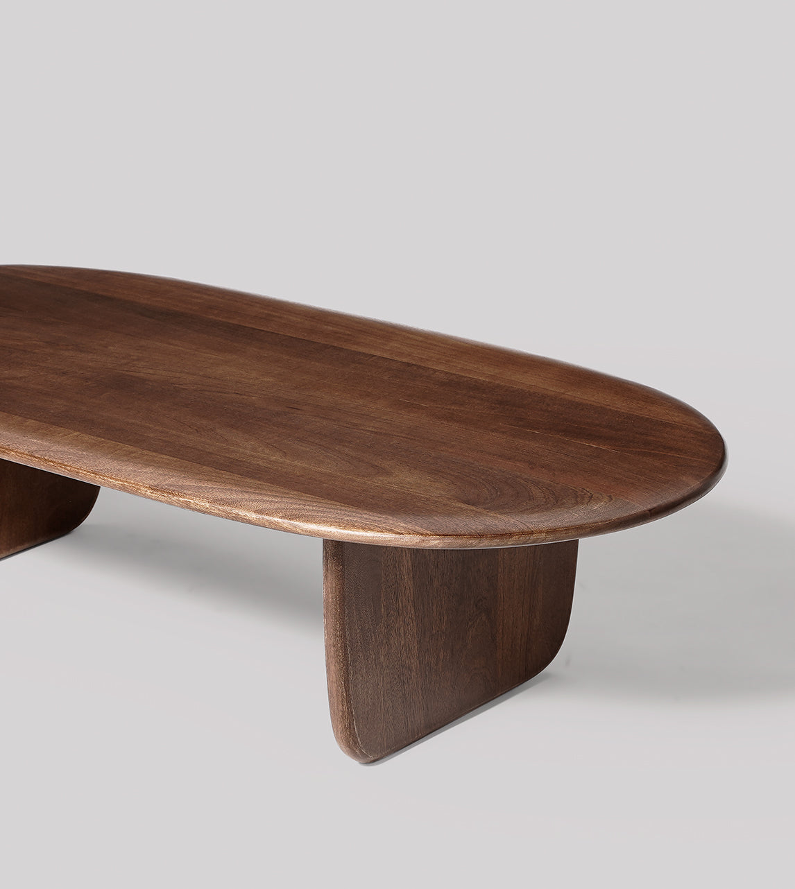 Stratton Mango Wood Coffee Table | Solid Wood |Curved Edge | Oval Design | Living Room Table