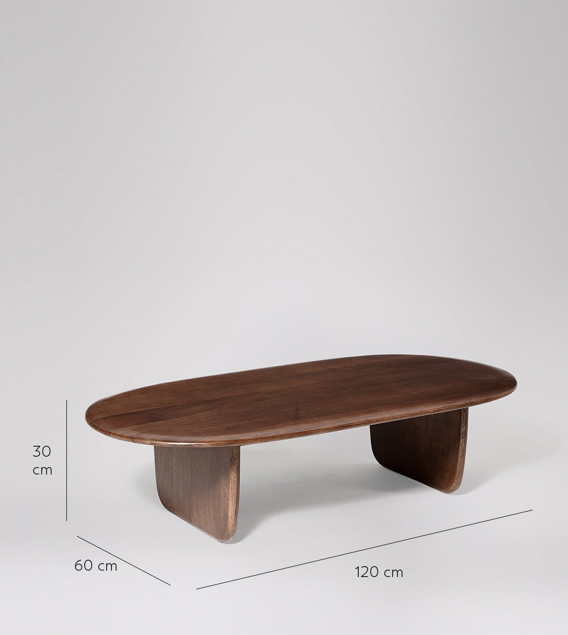 Stratton Mango Wood Coffee Table | Solid Wood |Curved Edge | Oval Design | Living Room Table