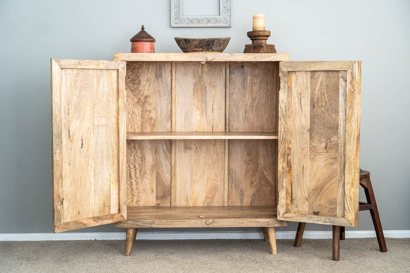 Hand Carved Artisanal Wood Cabinet