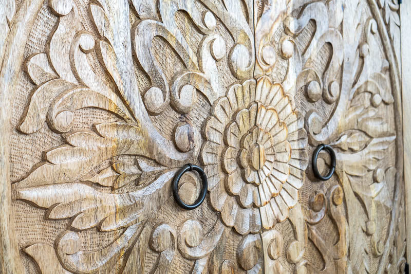 Hand Carved Artisanal Wood Sideboard