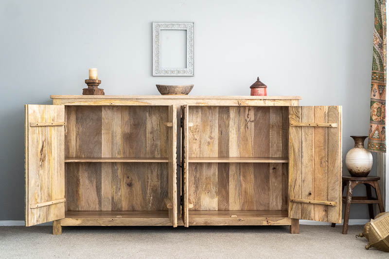 Hand Carved Artisanal Wood Sideboard