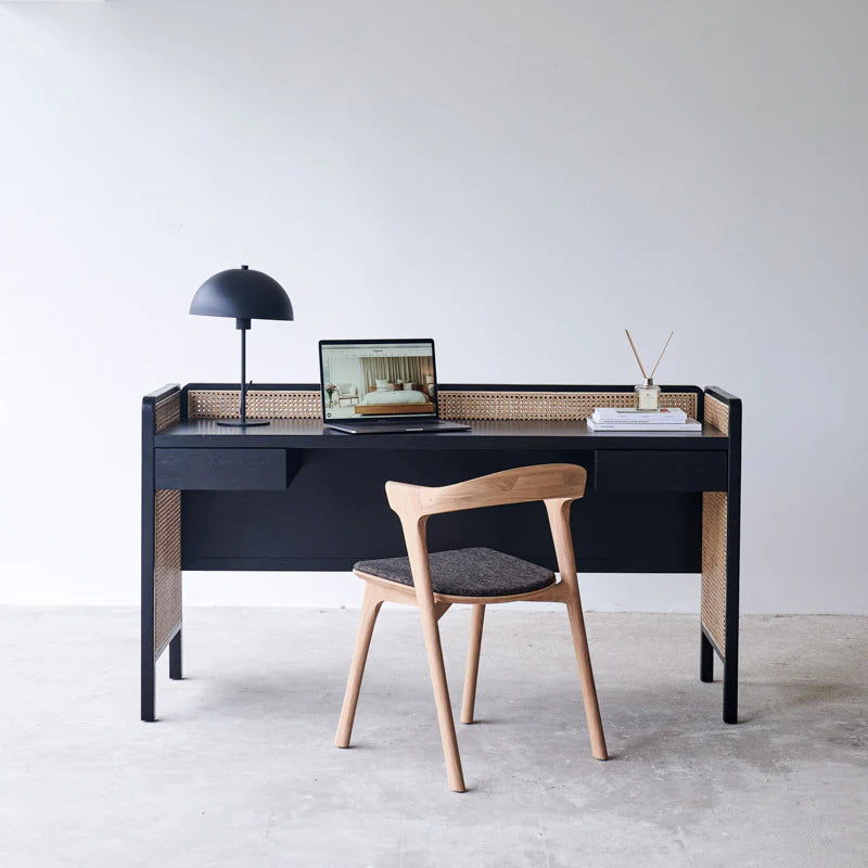 Cayla Study Table | Solid Wood | Rattan Design