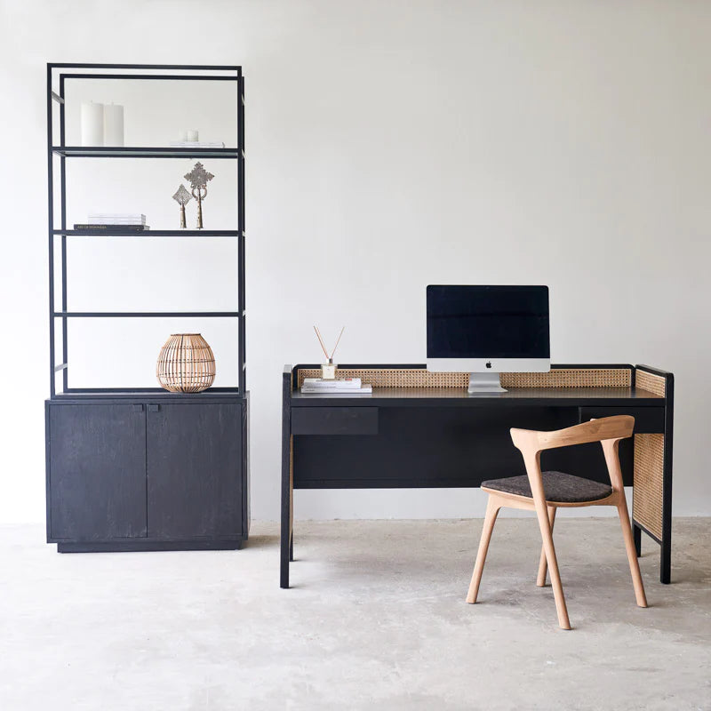 Cayla Study Table | Solid Wood | Rattan Design
