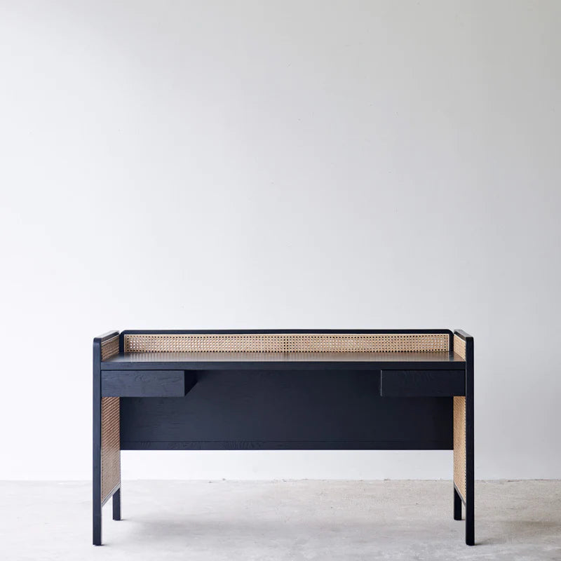 Cayla Study Table | Solid Wood | Rattan Design