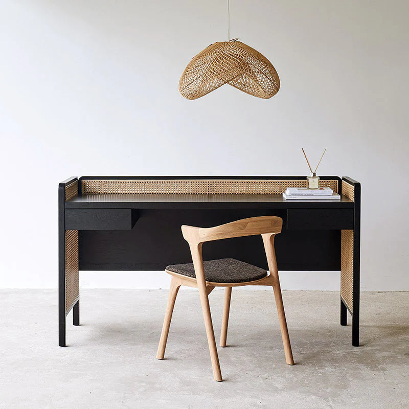 Cayla Study Table | Solid Wood | Rattan Design