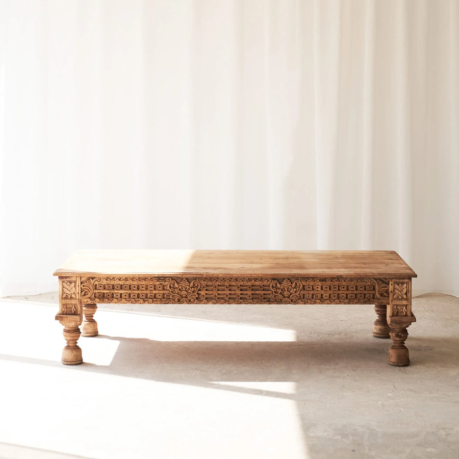 Hand Carved Solid Wood Coffee Table