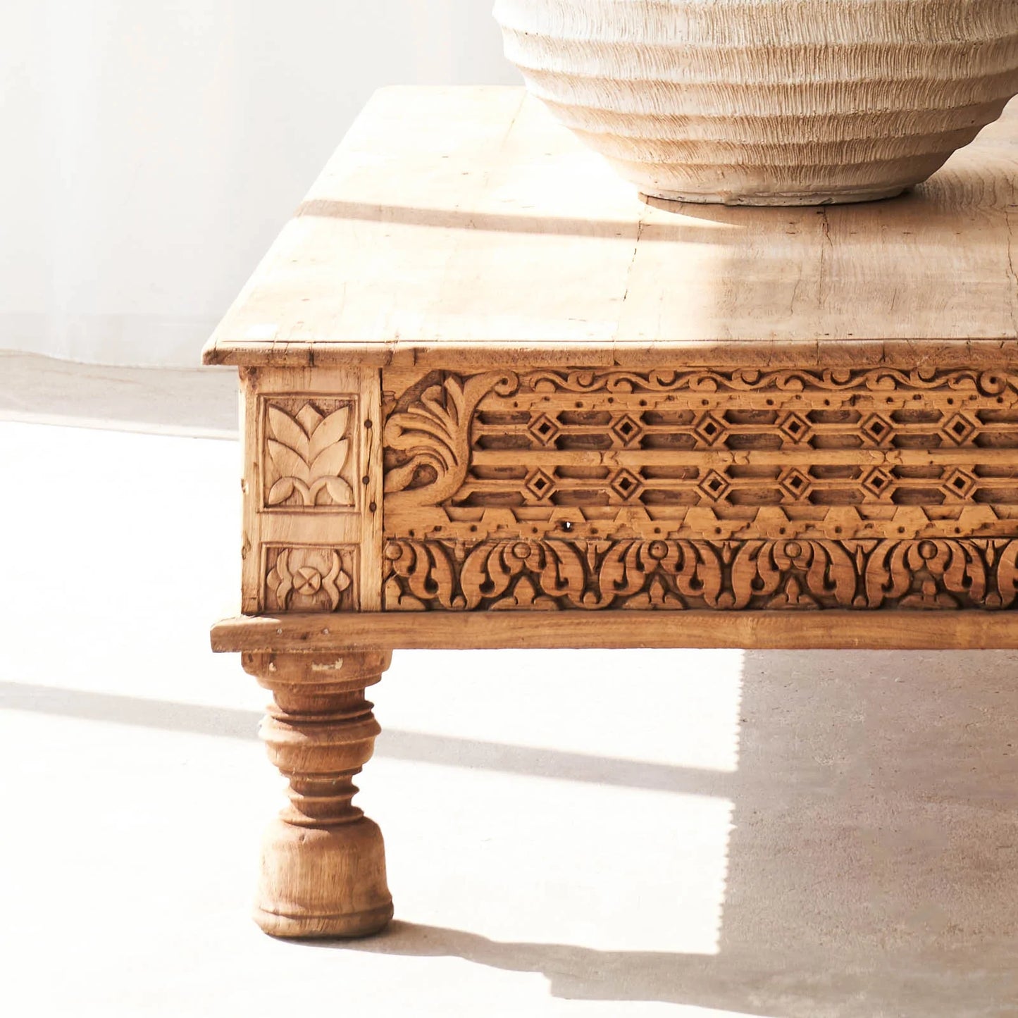 Hand Carved Solid Wood Coffee Table