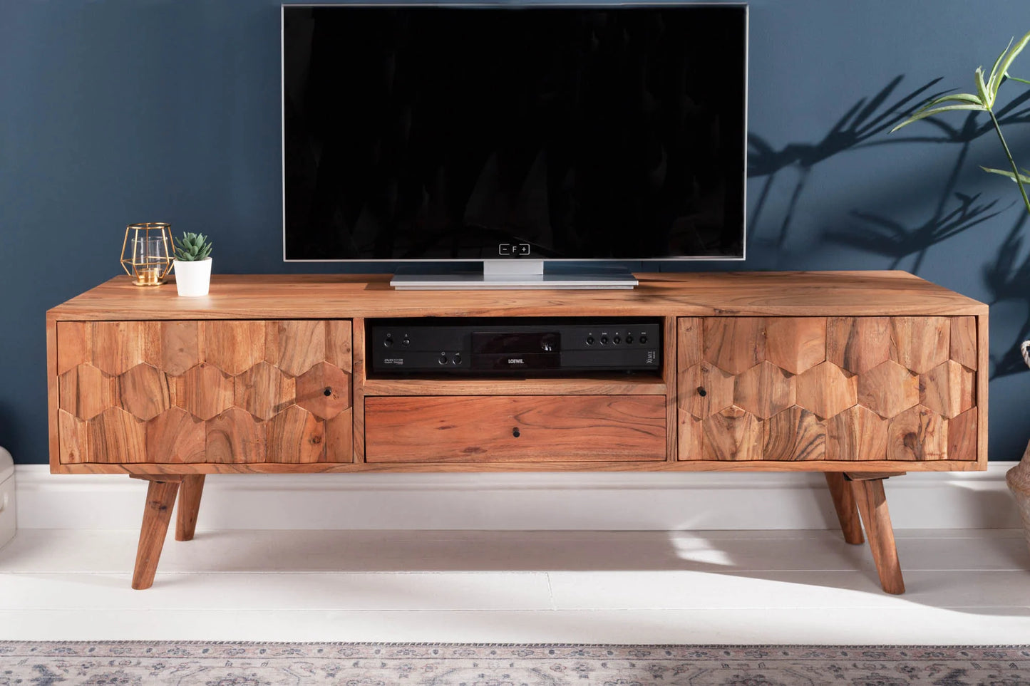 Octagon Solid Wood TV Stand