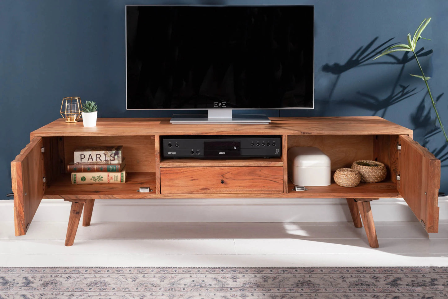 Octagon Solid Wood TV Stand