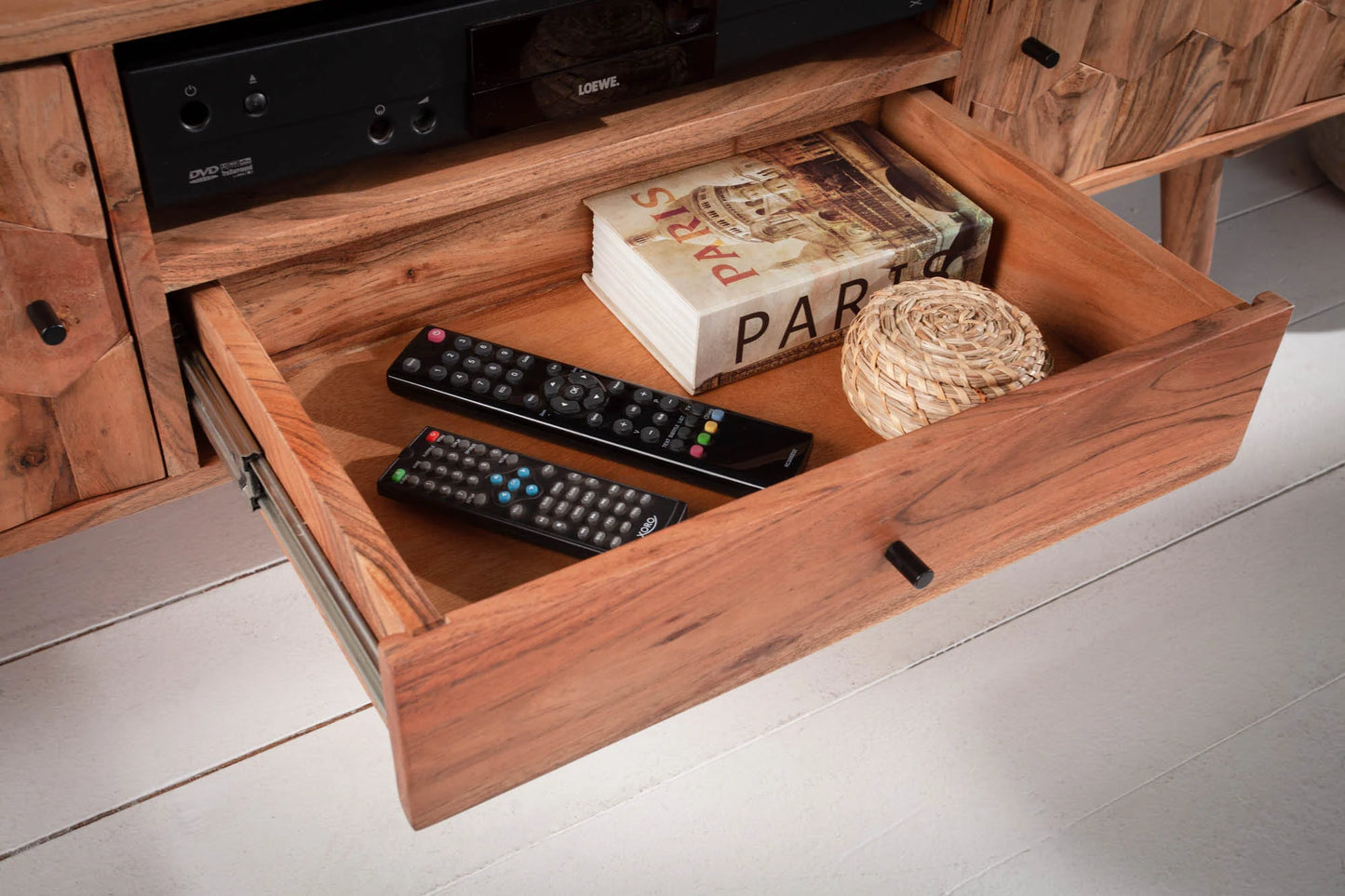 Octagon Solid Wood TV Stand