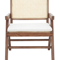 wide solid wood cane chair