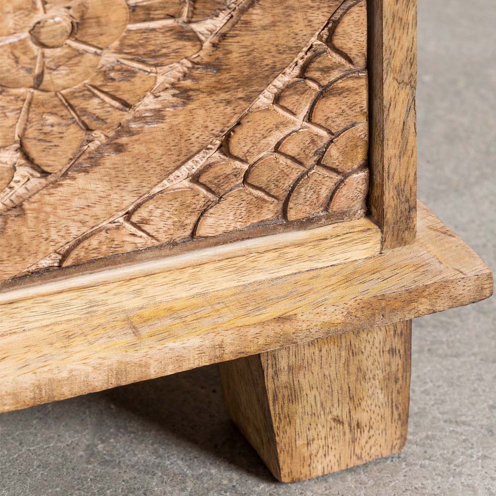 Handcarved Bedside Table with Drawers - Chuk Chuk Villa