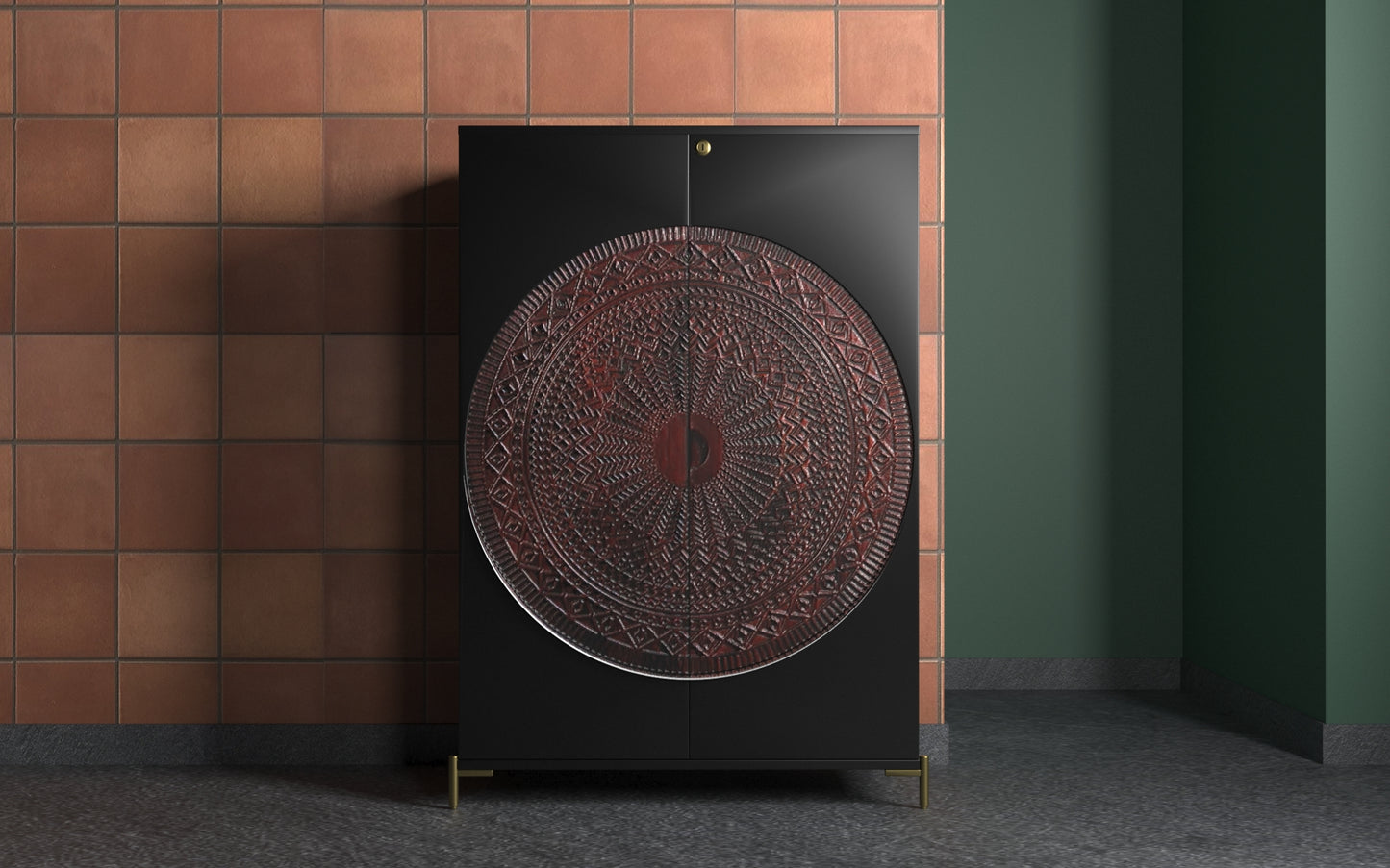 Mandala Solid Wood Bar Cabinet